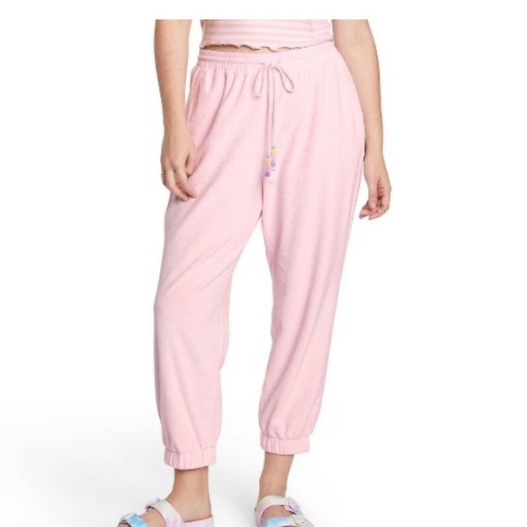 NWT STONEY CLOVER LANE x TARGET PINK JOGGER SWEATPANTS SIZE Cropped LARGE L - Picture 10 of 12
